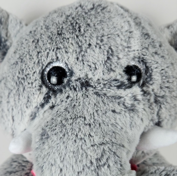 KELLYTOY GRAY & PINK STUFFED ANIMAL ELEPHANT 14" PLUSH w/HEART ON FOOT - Picture 2 of 10